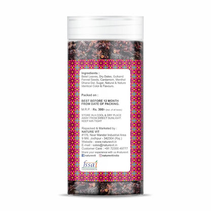 NatureVit Banarasi Paan Mouth Freshener | Sweet Banarasi Meetha Paan Mix with Gulkand, Betel Leaf & Fennel