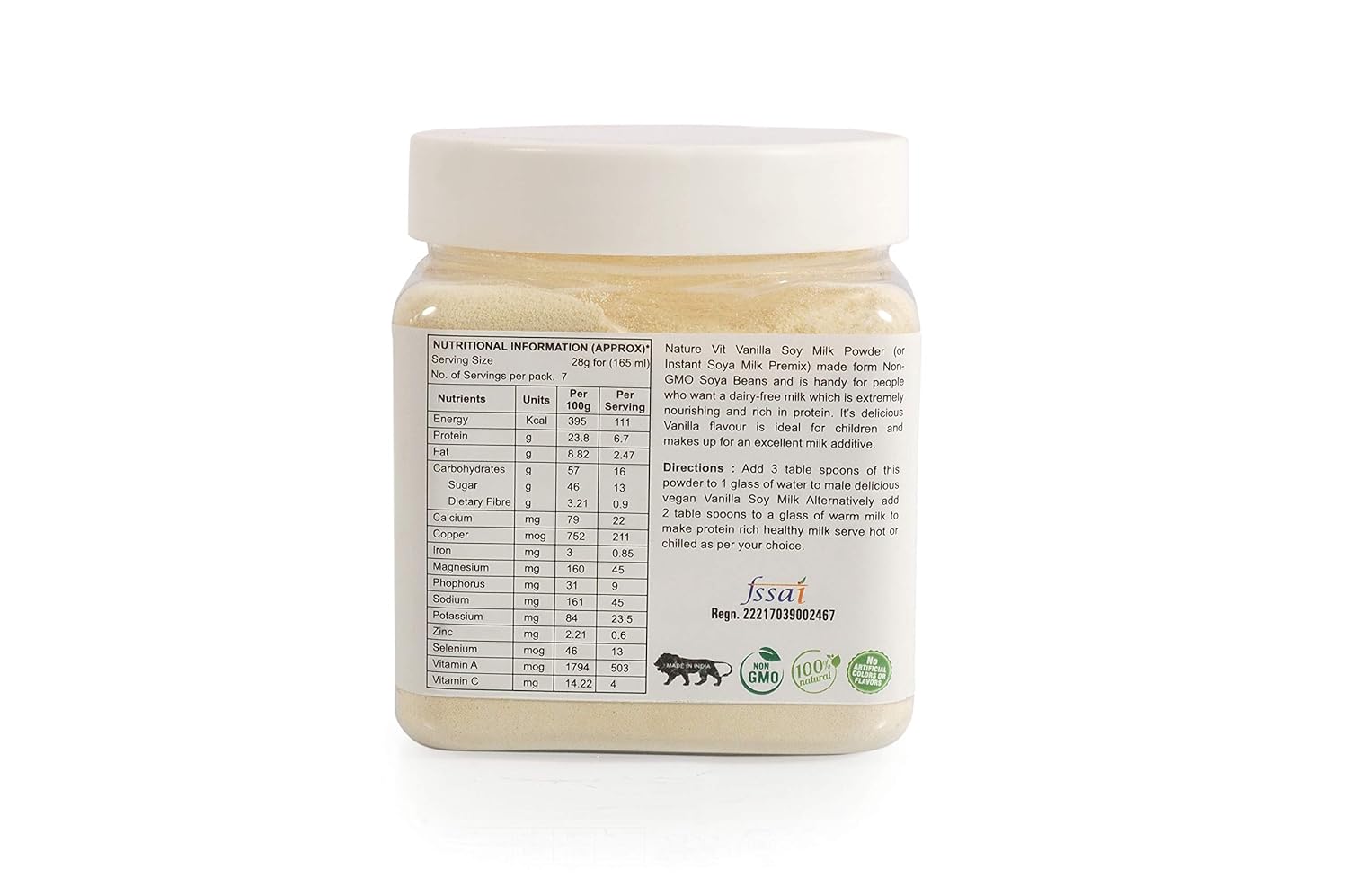 NatureVit Soya Milk Powder [Vanilla Flavour] [Vegan, Non-GMO & 25% Protein]
