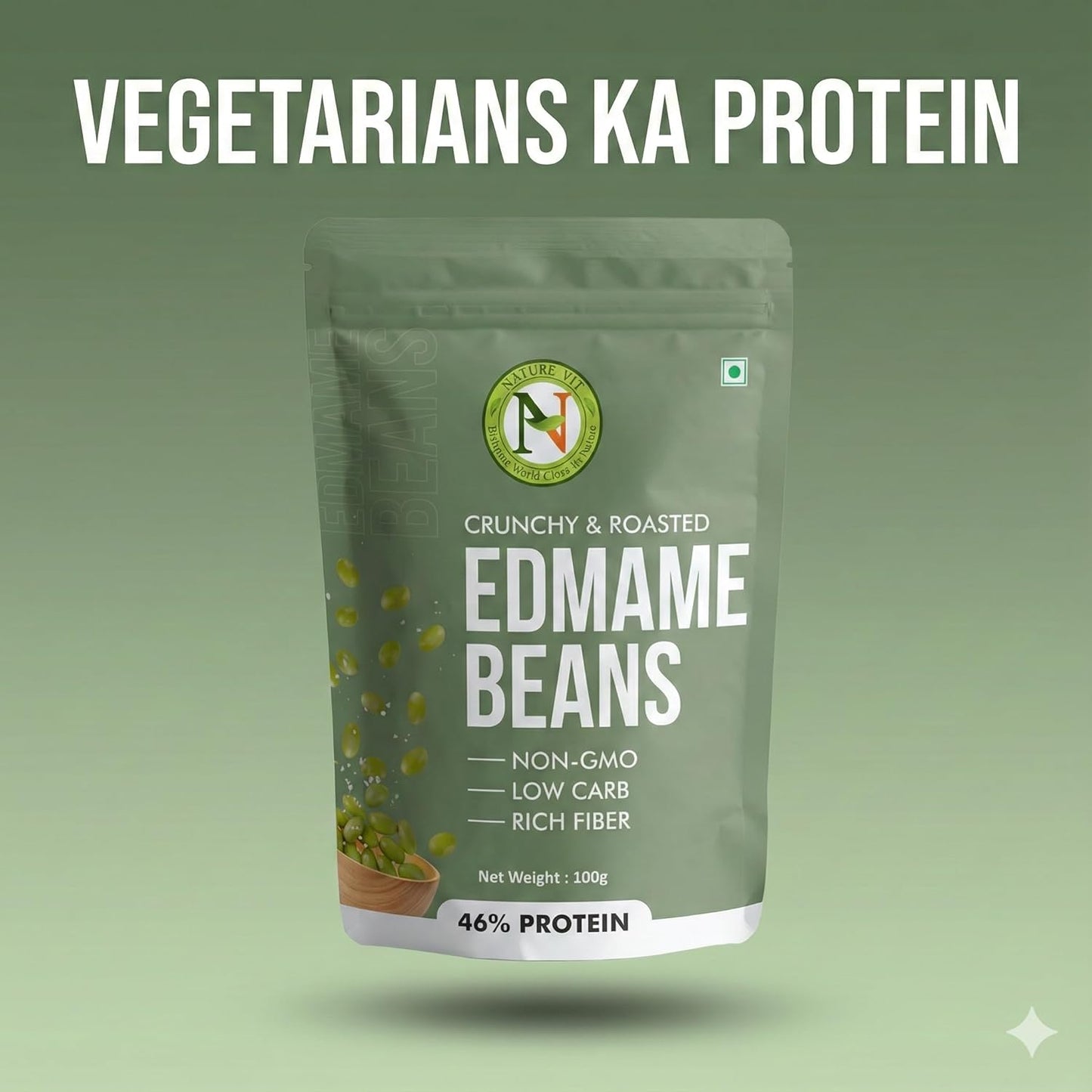 NatureVit Edamame Beans 100g | High Protein Snack | Roasted Soybean Snack | Healthy Vegan Superfood