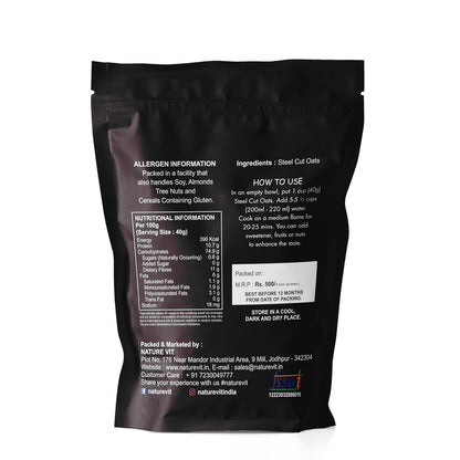 NatureVit Steel Cut Oats – Gluten-Free, High-Fiber Breakfast Cereal for Weight Loss