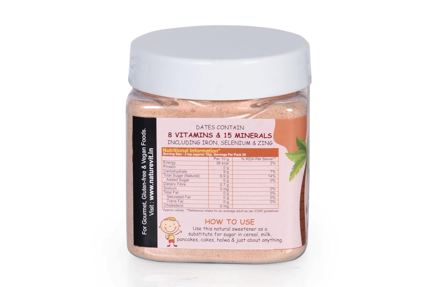 NatureVit Date Powder | Kharik/Khajur Powder | 100% Natural Sweetener | No Preservatives, No Chemicals | Healthy Substitute for Refined Sugar | Dates Powder for Little Ones