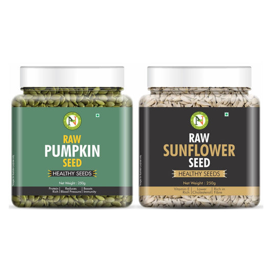 NatureVit Pumpkin and Sunflower Seeds Combo (Pumpkin Seed - 250g Sunflower Seed - 250g) | Protein & Fibre Rich | Food For Immunity Booster | Diet Food