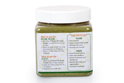 NatureVit Neem Powder for Face Pack & Hair | 100% Natural | Anti-Bacterial & Anti-Pimple | Chemical-Free Hair Cleanser | Herbal Skin & Hair Care