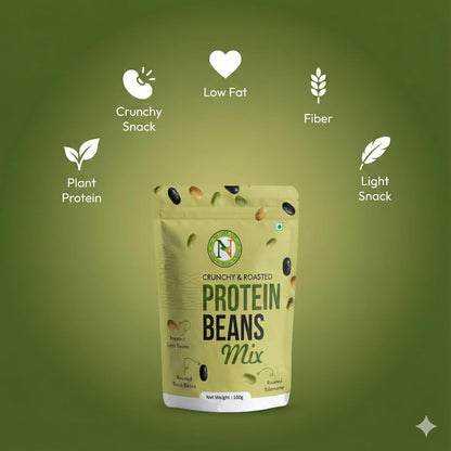 NatureVit Roasted Protein Beans Mix | High Protein Healthy Snack | Crunchy Roasted Bean Mix
