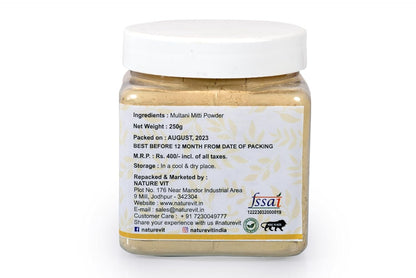 NatureVit Multani Mitti Powder For Face | Skin And Hair | Fuller's Earth | Bentonite Clay | 100% Pure & Naturally | Skin Face Clays