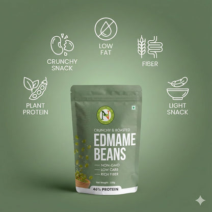 NatureVit Edamame Beans 100g | High Protein Snack | Roasted Soybean Snack | Healthy Vegan Superfood