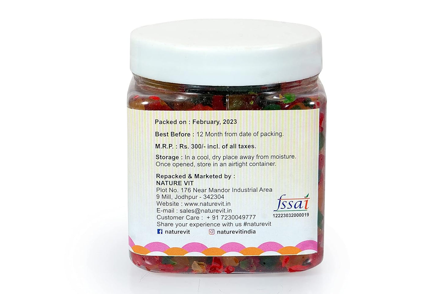 NatureVit Cherry Tutti Frutti | Vibrant Cake & Dessert Topping | Ideal for Ice Cream, Cookies & Pastries