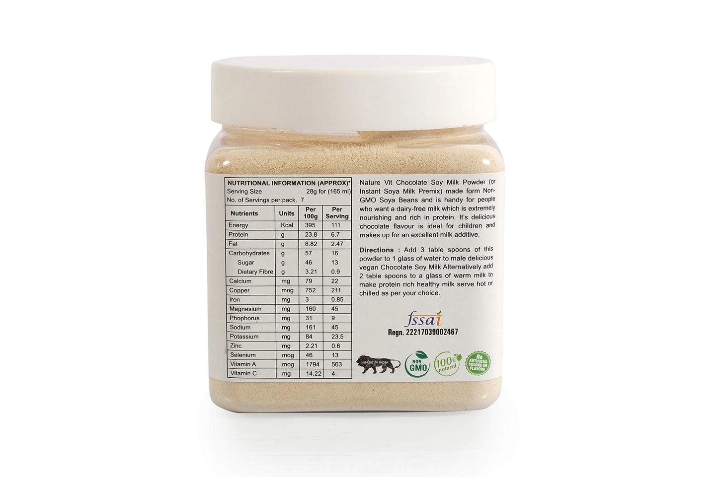 NatureVit Chocolate Soya Milk Powder  – Vegan, Non-GMO, 25% Protein