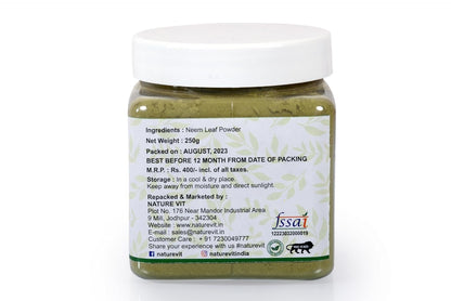 NatureVit Neem Powder for Face Pack & Hair | 100% Natural | Anti-Bacterial & Anti-Pimple | Chemical-Free Hair Cleanser | Herbal Skin & Hair Care