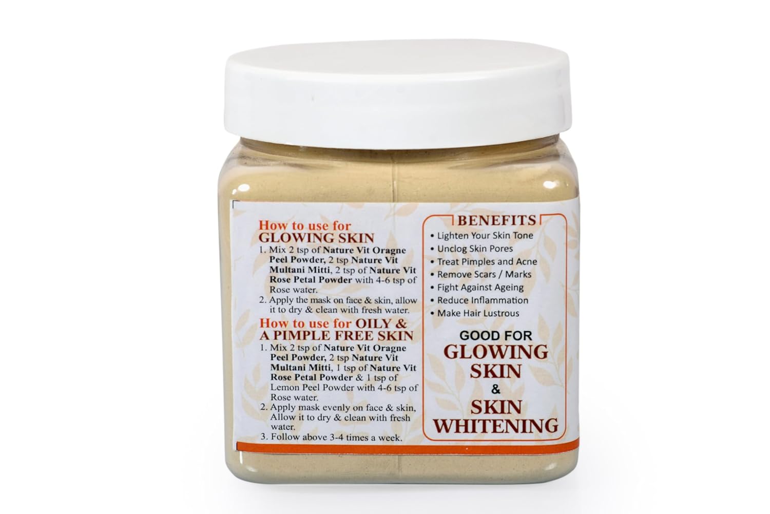 NatureVit Orange Peel Powder | 100% Pure & Natural | Rich in Vitamin C & Antioxidants | Skin Brightening Face