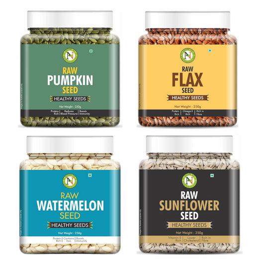 NatureVit Raw Seeds Combo  – Pumpkin, Watermelon, Sunflower & Flax Seeds