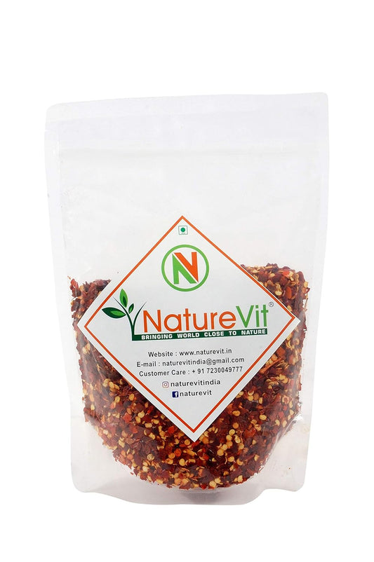 NatureVit Dried Red Chilli Flakes [Shaker Jar] | Spicy Crushed Chili Peppers | Perfect for Pizza, Pasta, Cooking & Seasoning | 100% Pure & Natural