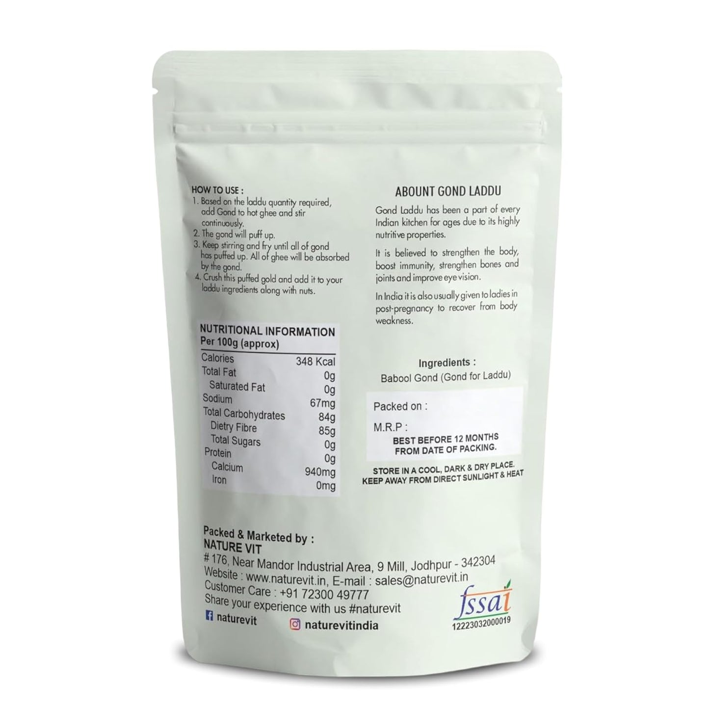 NatureVit Babool Gond – Authentic Edible Gum for Ladoo & Sweets