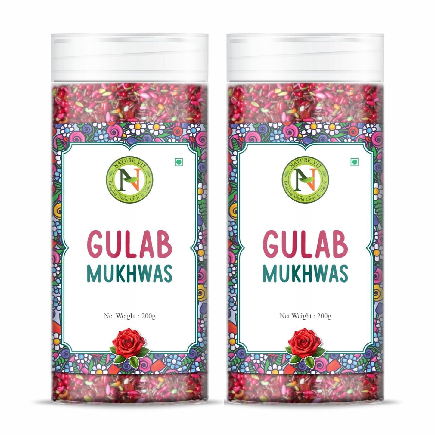 NatureVit Gulabl Mukhwas – Rose Petals & Sweet Gulab Mouth Freshener Mix | Traditional Mukwhas & After-Meal Delight