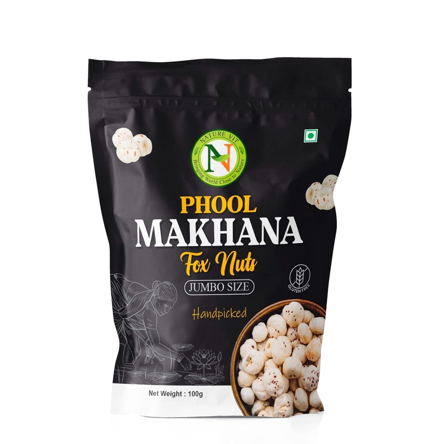 Naturevit Premium Phool Makhana – Roasted Lotus Seeds, Gluten-Free, Low-Fat Snack