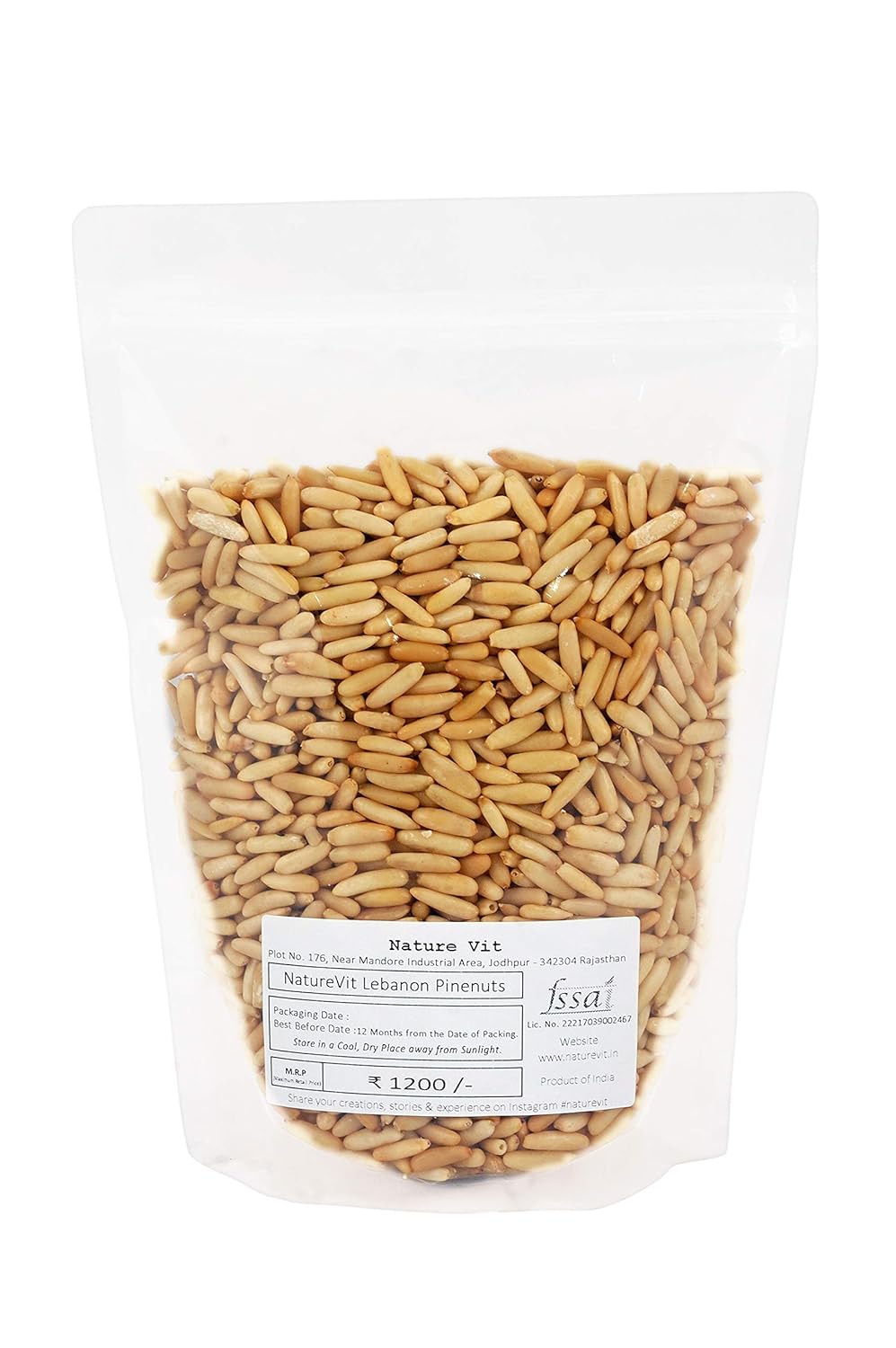 NatureVit Pine Nuts Kernels – Premium Chilgoza Giri, Shell-Free & Jumbo Size