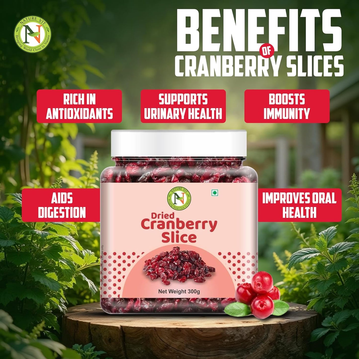 NatureVit Dried Cranberry Slice | Dried Cranberries | Gently Sweetened