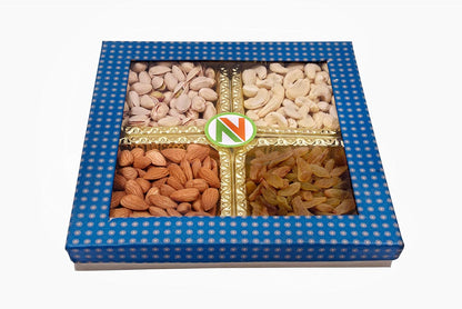 NatureVit Dry Fruits Combo Gift Pack, 400g (Cashew, Almond, Pistachios, And Raisins) - Healthy Gift Hamper Every Occasion, Diwali Gift Pack Family, Corporate Office Gifts Combo, Deepawali Pack