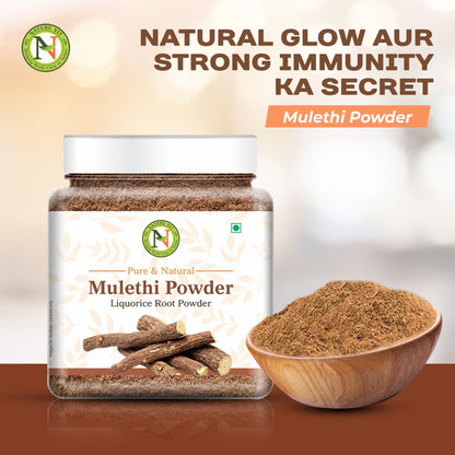 NatureVit Mulethi Powder | Yashtimadhu / Licorice Root Powder for Face, Hair & Eating | Edible | Natural & Preservative-Free