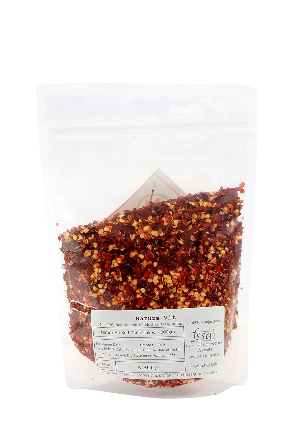 NatureVit Dried Red Chilli Flakes [Shaker Jar] | Spicy Crushed Chili Peppers | Perfect for Pizza, Pasta, Cooking & Seasoning | 100% Pure & Natural