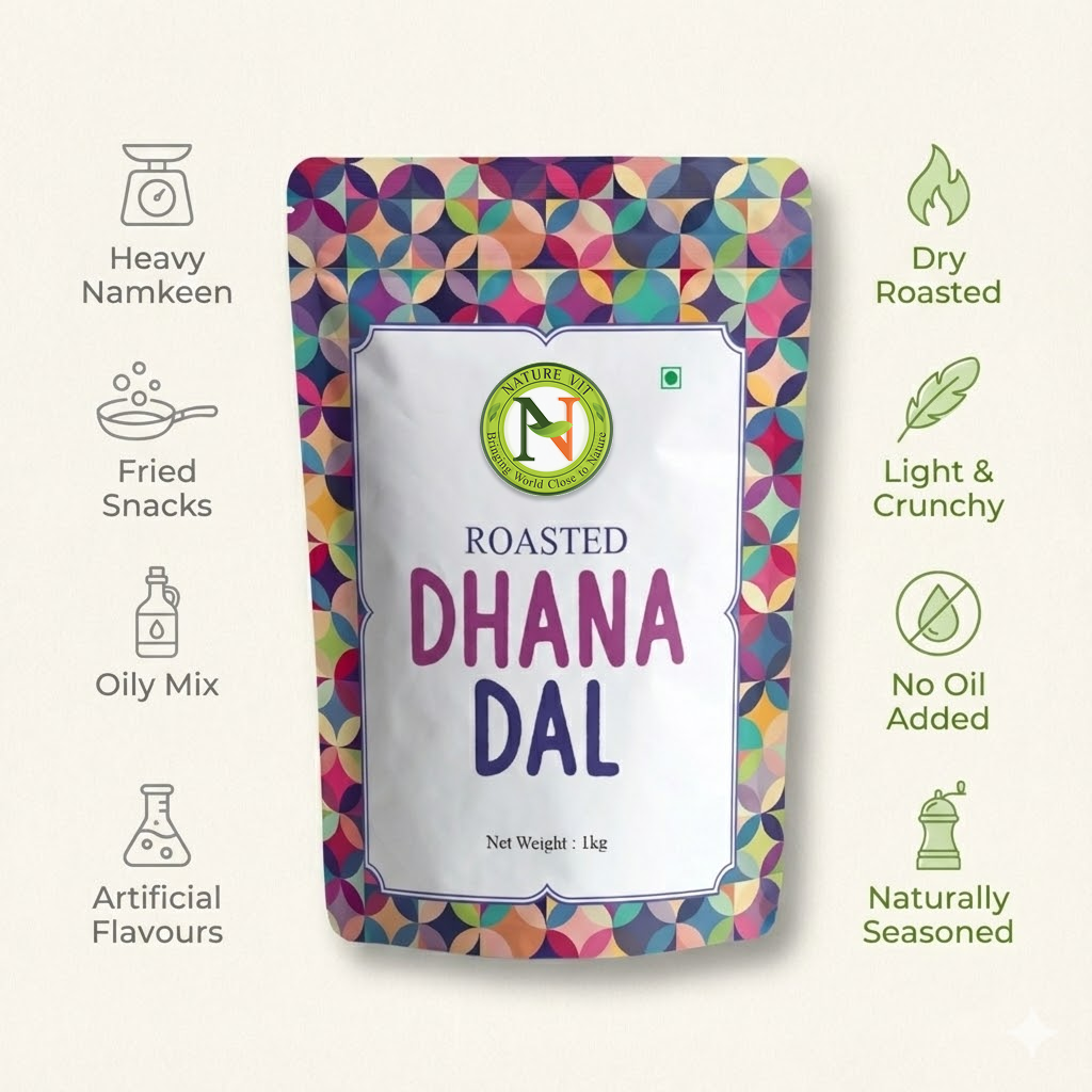 NatureVit Roasted Dhana Dal Mukhwas – Premium Split Coriander Seeds Mouth Freshener
