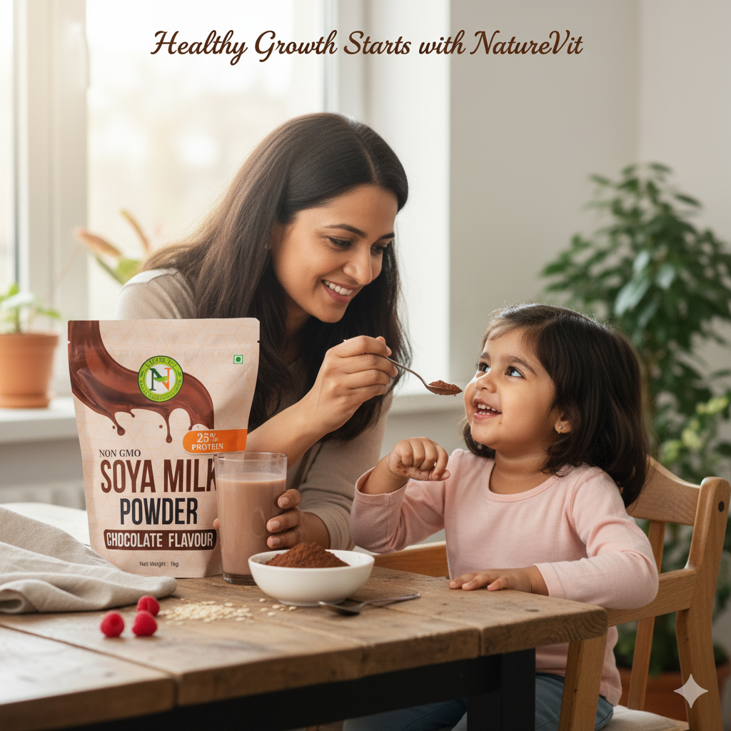 NatureVit Chocolate Soya Milk Powder  – Vegan, Non-GMO, 25% Protein