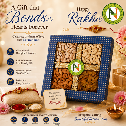 NatureVit Dry Fruits Combo Gift Pack, 400g (Cashew, Almond, Pistachios, And Raisins) - Healthy Gift Hamper Every Occasion, Diwali Gift Pack Family, Corporate Office Gifts Combo, Deepawali Pack
