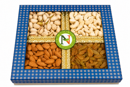 NatureVit Dry Fruits Combo Gift Pack, 400g (Cashew, Almond, Pistachios, And Raisins) - Healthy Gift Hamper Every Occasion, Diwali Gift Pack Family, Corporate Office Gifts Combo, Deepawali Pack