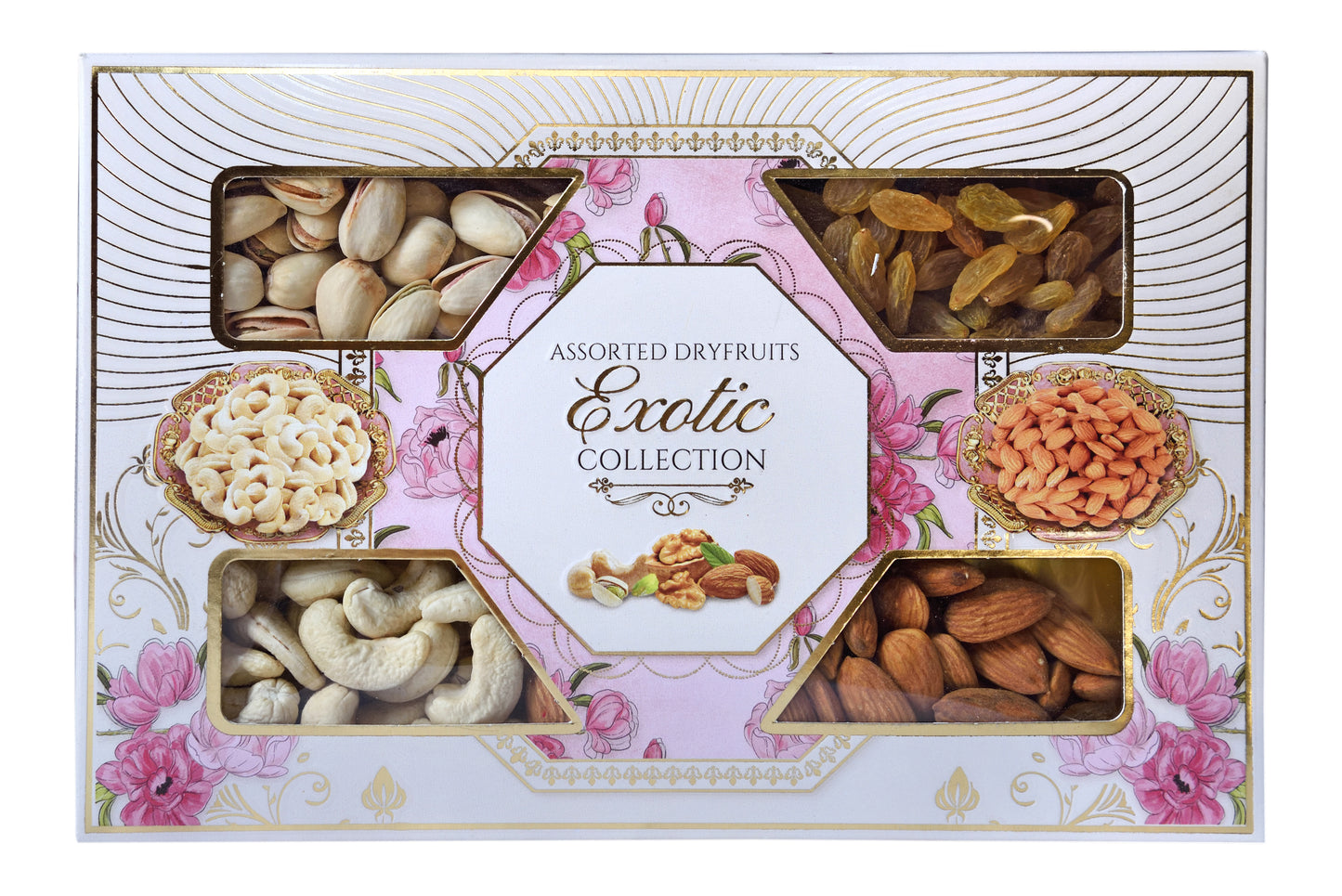 NatureVit Dry Fruits Gift Pack, 200g (Cashew, Almond, Pistachios and Raisins) | Diwali Gift Pack for Family, Friends, Corporate Office Gifts Combo (50 Grams - Each Item)