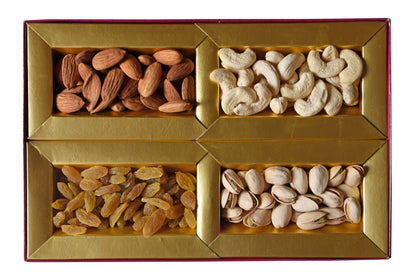 NatureVit Dry Fruits Gift Pack, 200g (Cashew, Almond, Pistachios and Raisins) | Diwali Gift Pack for Family, Friends, Corporate Office Gifts Combo (50 Grams - Each Item)