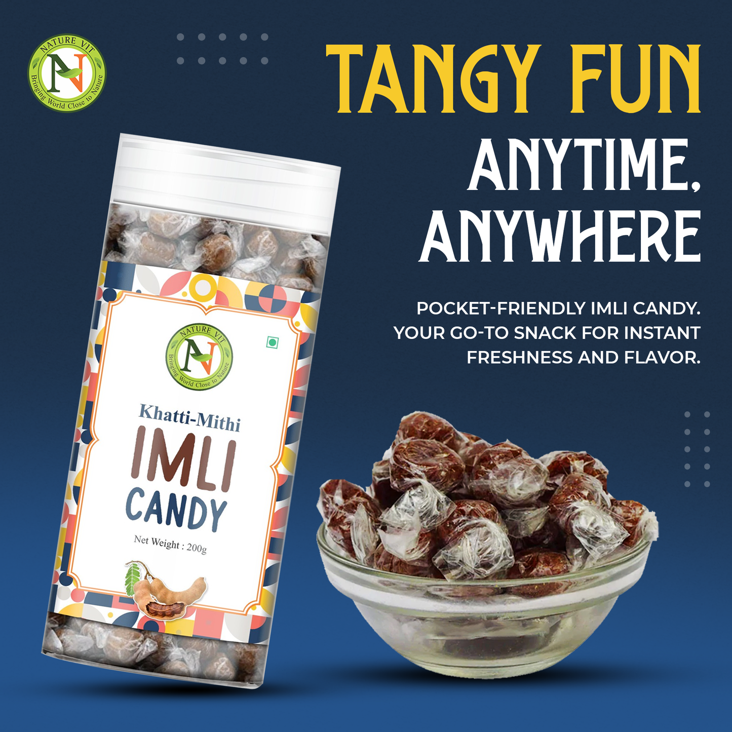 NatureVit Imli Candy | Khatti Meethi Imly, Chulbuli Emli Tamarind Twist Candy, Twisted Emly | Tamarind Candy Soft Chewy Digestive Treat