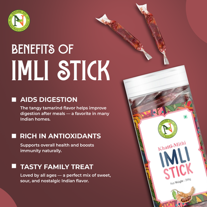 NatureVit Imli Candy Sticks – Khatti Meethi Tamarind Stick Candy | Sweet & Sour Mouth Freshener | Tangy Digestive Treat