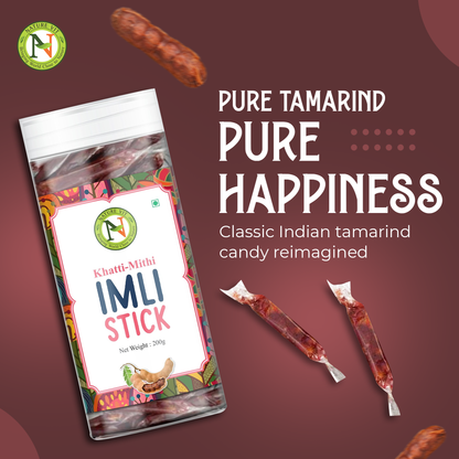NatureVit Imli Candy Sticks – Khatti Meethi Tamarind Stick Candy | Sweet & Sour Mouth Freshener | Tangy Digestive Treat