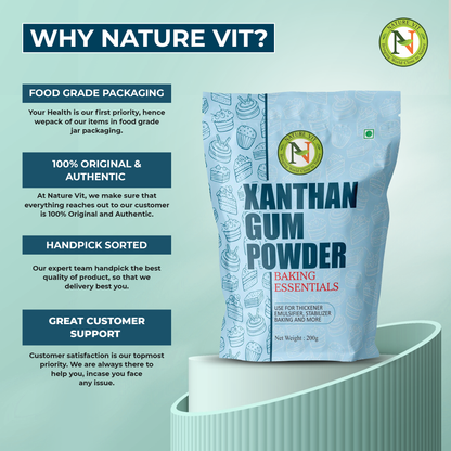 NatureVit Xanthan Gum Powder | Food-Grade Stabilizer & Thickener | Ideal for Gluten-Free Baking, Sauces & Dressings