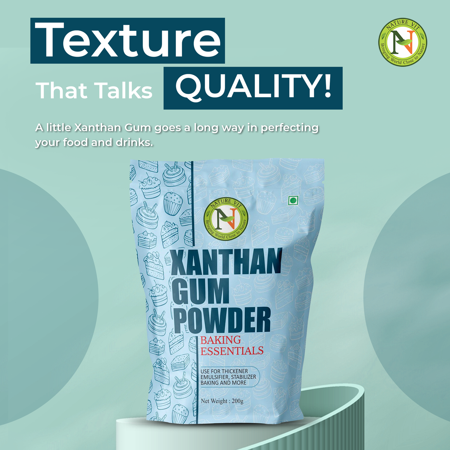 NatureVit Xanthan Gum Powder | Food-Grade Stabilizer & Thickener | Ideal for Gluten-Free Baking, Sauces & Dressings