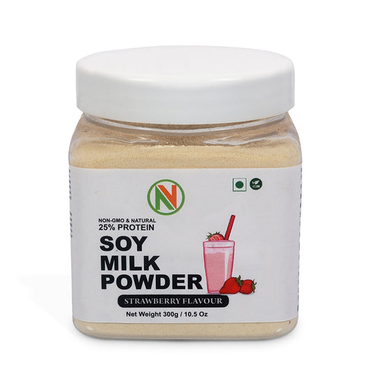 NatureVit Soya Milk Powder [Strawberry Flavour] [Vegan, Non-GMO & 25% Protein]