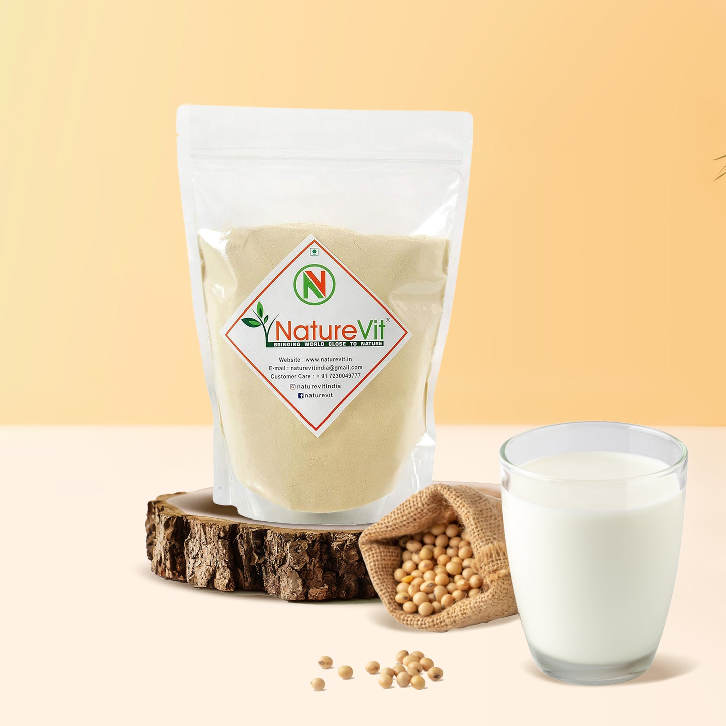 NatureVit Soya Milk Powder [Vegan, Non-GMO & 49% Protein]