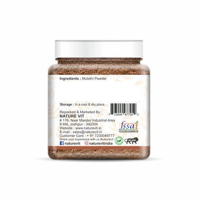 NatureVit Mulethi Powder | Yashtimadhu / Licorice Root Powder for Face, Hair & Eating | Edible | Natural & Preservative-Free