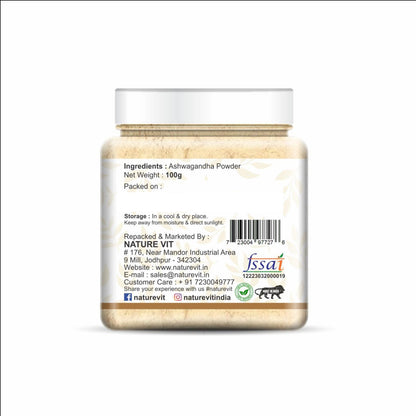 NatureVit Ashwagandha Powder –  Pure Herbal Supplement for Vitality & Stress Relief