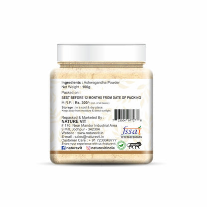 NatureVit Ashwagandha Powder –  Pure Herbal Supplement for Vitality & Stress Relief