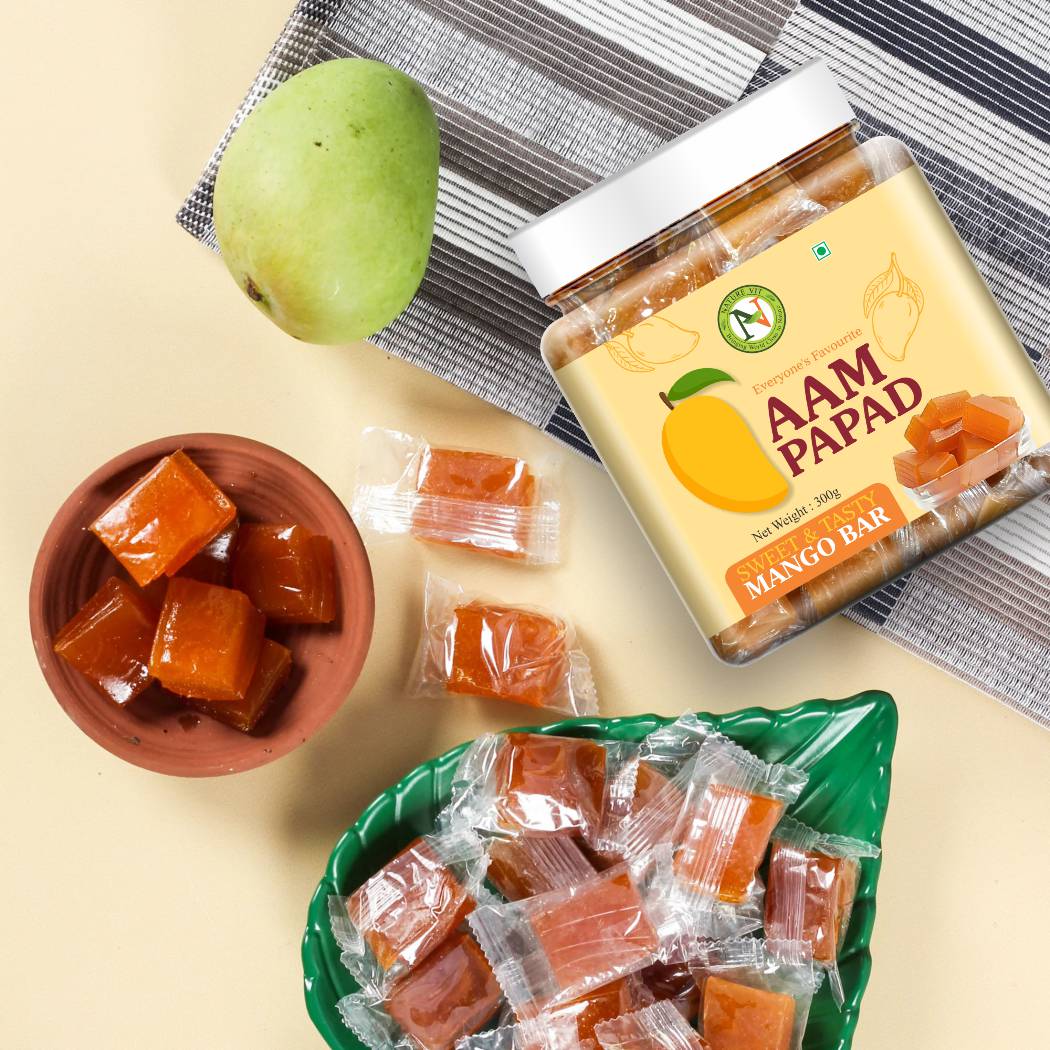 NatureVit Aam Papad 300g Jar Pack | Mango Pulp Candy | Sweet & Tangy Snack