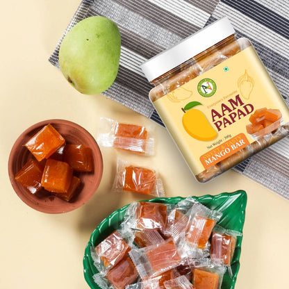 NatureVit Aam Papad 300g Jar Pack | Mango Pulp Candy | Sweet & Tangy Snack
