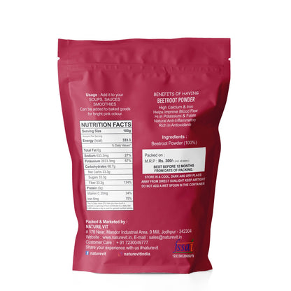 NatureVit Dehydrated Beetroot Powder | Sweet and Earthy | Natural Food Colorant | Additive Free