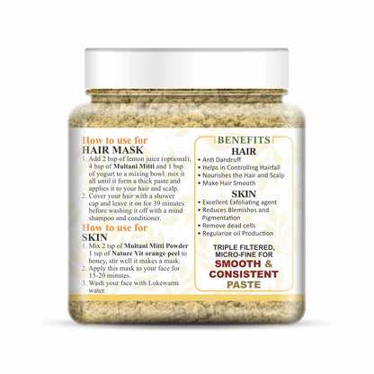 NatureVit Multani Mitti Powder For Face | Skin And Hair | Fuller's Earth | Bentonite Clay | 100% Pure & Naturally | Skin Face Clays