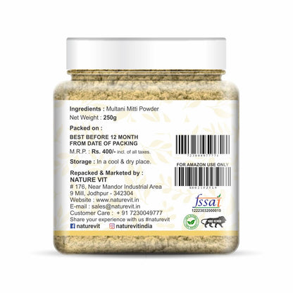 NatureVit Multani Mitti Powder For Face | Skin And Hair | Fuller's Earth | Bentonite Clay | 100% Pure & Naturally | Skin Face Clays