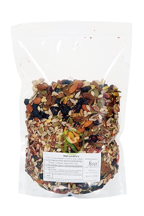 NatureVit Mix Dry Fruits, Nuts & Seeds for Eating with cranberry,1 Kg